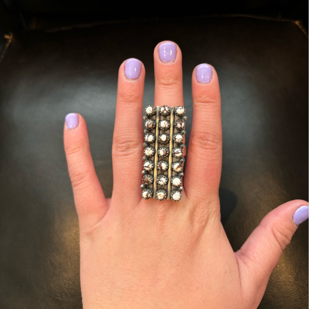 White Horse Adjustable Ring
